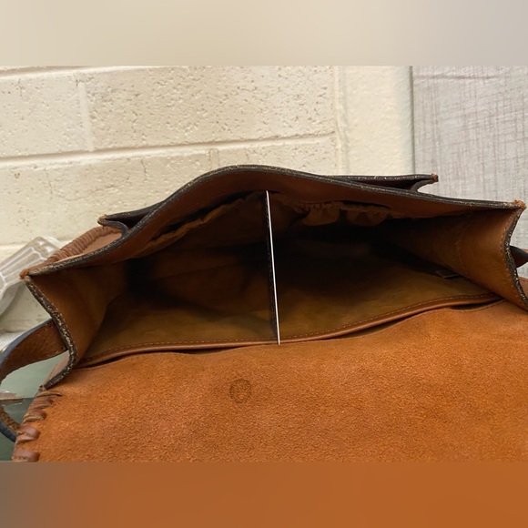 PATRICIA NASH BROWN BRAIDED FLAP W TASSEL CROSSBODY BAG GUC - Picture 11 of 12